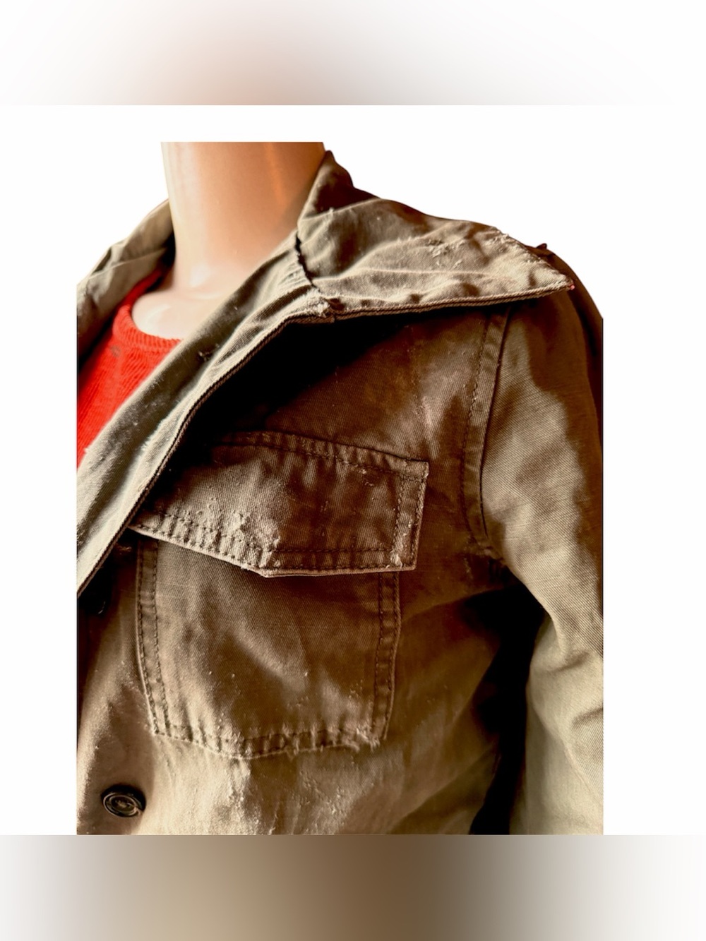 Women’s distressed army jacket - Classic Utility Style size small cotton jacket